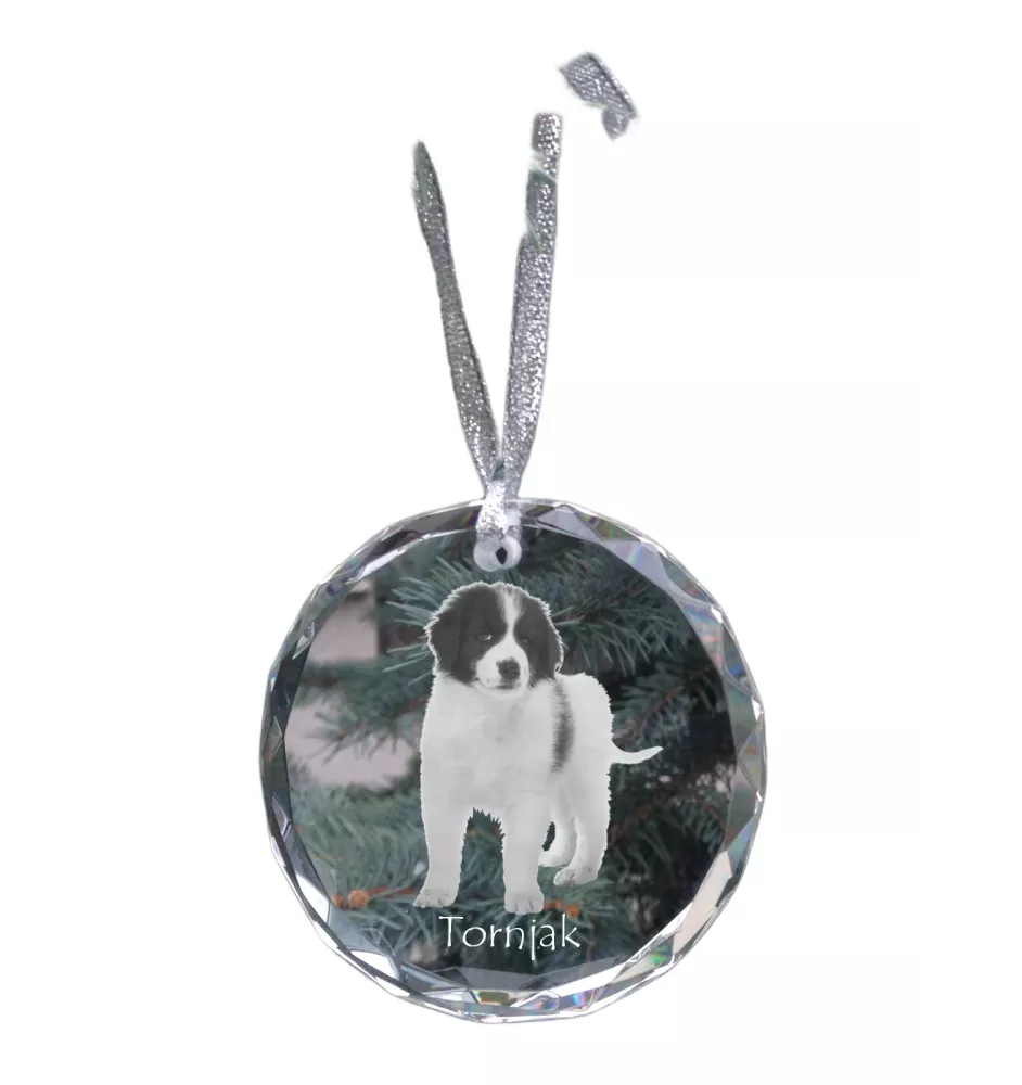 Tornjak, Bosnisch-herzegowinischer - kroatischer Schäferhund - Kristallkugel mit Foto, Hundebild im Kristall, personalisierter Christbaumschmuck von Art-Dog.