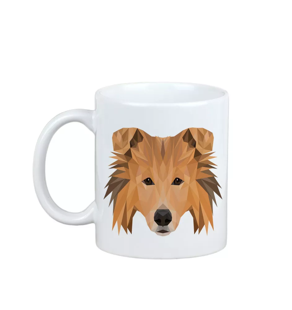 Collie à poil long, Colley à poil long, berger écossais - tasse avec une photo et un motif de chien géométrique Art-Dog