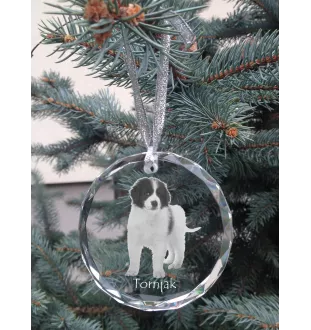 Tornjak, Bosnian And Herzegovinian - Croatian Shepherd Dog - crystal bauble with a photo, dog photo in crystal, personalized Christmas tree ornament by Art-Dog brand