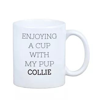Collie à poil long, Colley à poil long, berger écossais - tasse avec une photo et un motif de chien géométrique Art-Dog