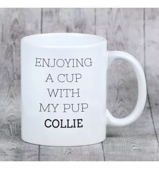 Collie à poil long, Colley à poil long, berger écossais - tasse avec une photo et un motif de chien géométrique Art-Dog