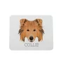Collie à poil long, Colley à poil long, berger écossais - tapis de souris géométrique avec photo et inscription Art-Dog