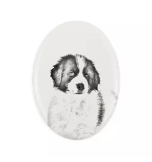 Tornjak, Bosnian And Herzegovinian - Croatian Shepherd Dog - commemorative plaque with a photo of a dog, tombstone with a print, personalized oval plaque from the Art-Dog brand