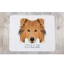 Collie Rough, Long-Haired Collie - geometric mouse pad with a picture and text by Art-Dog