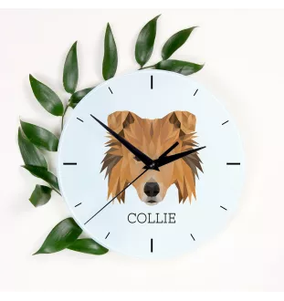Collie Rough, Long-Haired Collie - geometric wall clock with a picture and the brand name Art-Dog