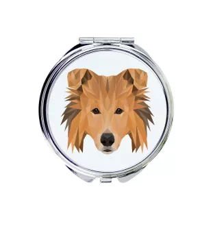 Langhaarcollie, Langhaariger Schottischer Schaferhund - Spiegel mit Foto und geometrischem Aufdruck der Marke Art-Dog