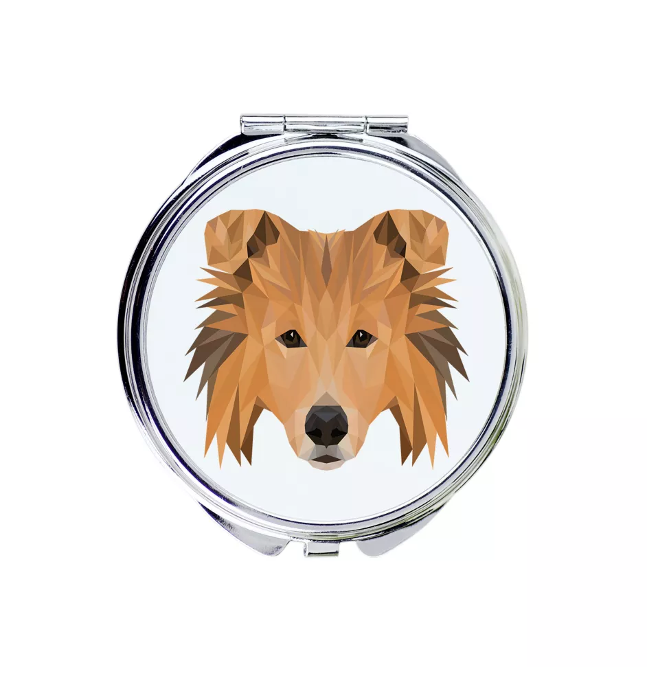 Langhaarcollie, Langhaariger Schottischer Schaferhund - Spiegel mit Foto und geometrischem Aufdruck der Marke Art-Dog