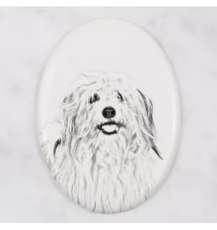 Coton de Tulear, Cotie - commemorative plaque with a photo of a dog, tombstone with a print, personalized oval plaque from the Art-Dog brand