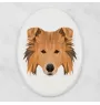 Collie à poil long, Colley à poil long, berger écossais - une plaque avec une photo et un motif géométrique de la marque Art-Dog