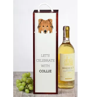Collie Rough, Long-Haired Collie - geometric box with a picture and inscription for wine by Art-Dog