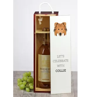 Collie Rough, Long-Haired Collie - geometric box with a picture and inscription for wine by Art-Dog