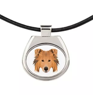 Collie Rough, Long-Haired Collie - necklace with a geometric design and the inscription "Art-Dog"