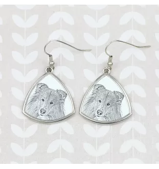 Collie à poil long, Colley à poil long, berger écossais - boucles d'oreilles avec chien, boucles d'oreilles pendantes avec photo, bijoux personnalisés avec impression de la marque Art-Dog