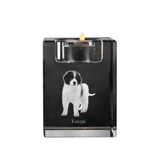 Tornjak, Berger de Bosnie-Herzégovine et de Croatie - Bougeoir avec photo de chien, porte bougie en cristal, cadeau personnalisé par la marque Art-Dog