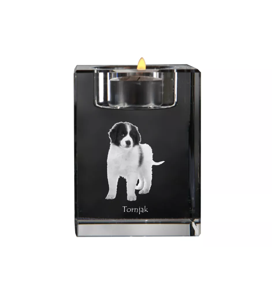 Tornjak, Berger de Bosnie-Herzégovine et de Croatie - Bougeoir avec photo de chien, porte bougie en cristal, cadeau personnalisé par la marque Art-Dog