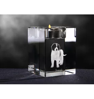 Tornjak, Bosnisch-herzegowinischer - kroatischer Schäferhund - Kerzenhalter mit Hundefoto, Teelichthalter aus Kristall, personalisiertes Geschenk der Marke Art-Dog