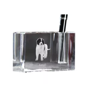 Tornjak, Bosnian And Herzegovinian - Croatian Shepherd Dog - Pen stand, crystal organiser with dog photo, unique desk decoration by Art-Dog brand