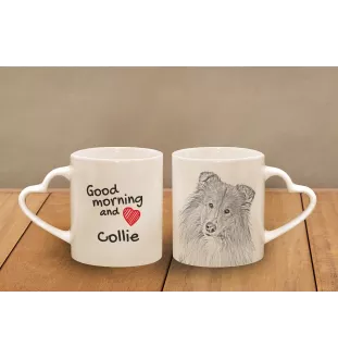Collie à poil long, Colley à poil long, berger écossais - tasse avec chien, une tasse adorable avec une anse en forme de cœur, un cadeau universel de la marque Art-Dog