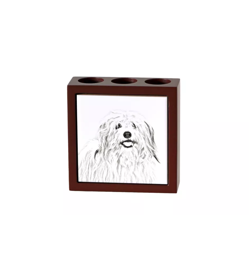 Coton de Tulear, Baumwollhund - Stifthalter mit Hund, Schreibtischorganizer mit Aufdruck, personalisierte Schreibtischdekoration der Marke Art-Dog