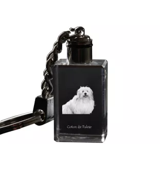 Coton de Tulear - Porte-clés en cristal avec photo de chien, porte-clés lumineux, cadeau unique de la marque Art-Dog