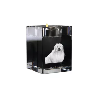 Coton de Tulear świecznik kryształowy z psem Art-Dog