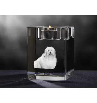 Coton de Tulear świecznik kryształowy z psem Art-Dog