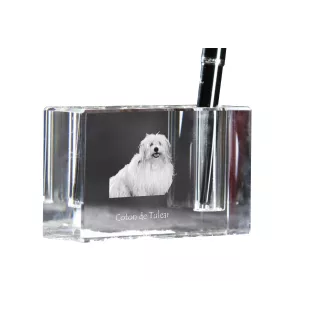 Coton de Tulear - Porte-stylos, organiseur en cristal avec photo de chien, décoration de bureau unique par la marque Art-Dog