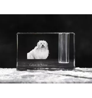 Coton de Tulear - Porte-stylos, organiseur en cristal avec photo de chien, décoration de bureau unique par la marque Art-Dog