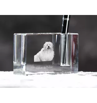 Coton de Tulear - Porte-stylos, organiseur en cristal avec photo de chien, décoration de bureau unique par la marque Art-Dog