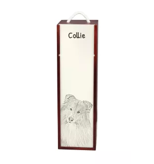 Collie Rough, Long-Haired Collie - wine box with a dog, alcohol box with graphics, personalized gift box from the Art-Dog brand