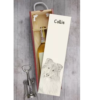 Collie Rough, Long-Haired Collie - wine box with a dog, alcohol box with graphics, personalized gift box from the Art-Dog brand