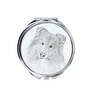 Collie Rough, Long-Haired Collie - Pocket mirror with a dog, personalized mirror for a purse, compact mirror with Art-Dog brand print.