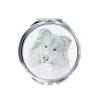 Langhaarcollie, Langhaariger Schottischer Schaferhund - Taschenspiegel mit Hund, personalisierter Taschenspiegel, kompakter Spiegel mit Art-Dog-Logo