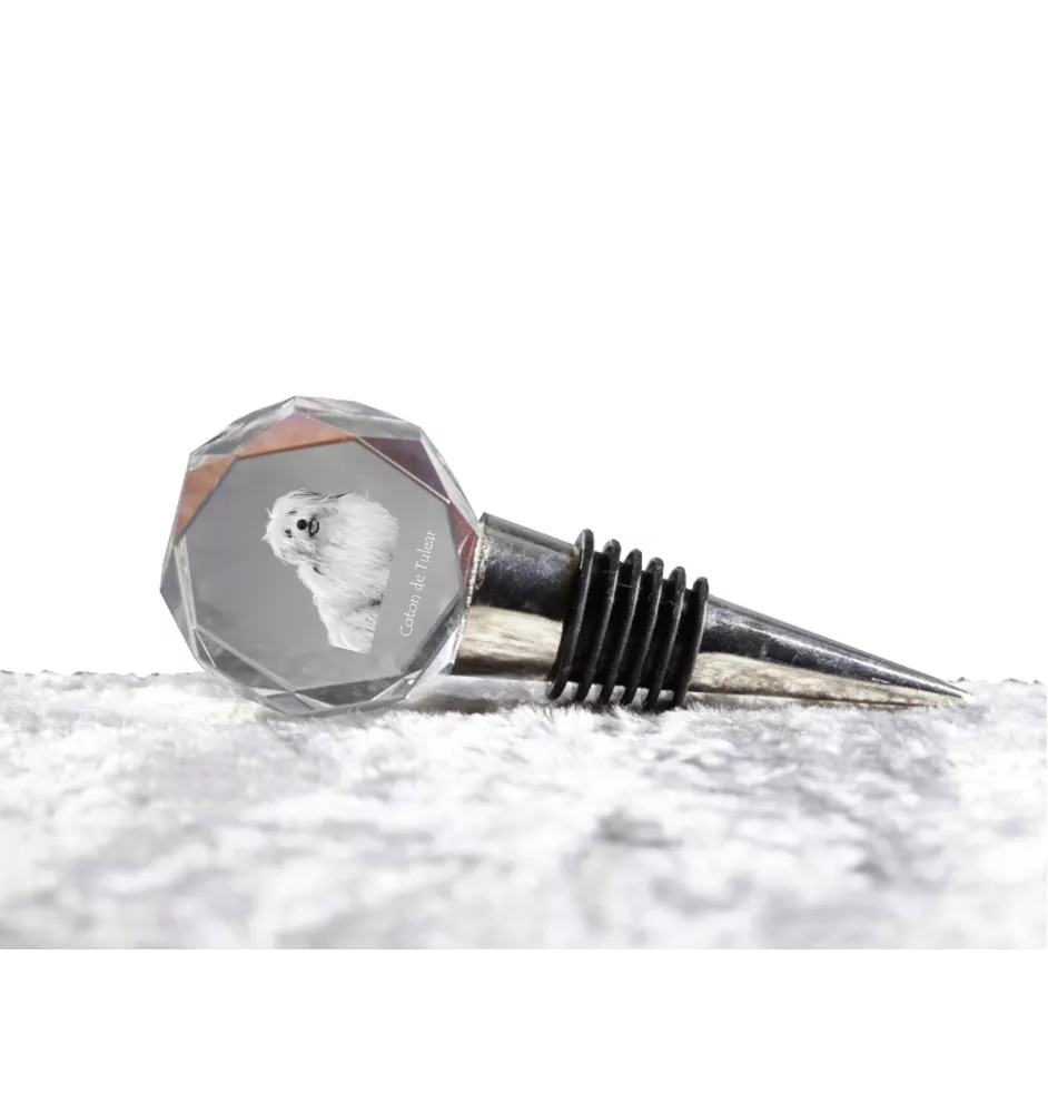 Coton de Tulear - Bouchon de bouteille, bouchon de vin en cristal avec photo, cadeau personnalisé pour barman par la marque Art-Dog