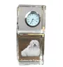 Coton de Tulear - montre en cristal avec photo, photo de chien dans un cristal, horloge de bureau personnalisée de la marque Art-Dog