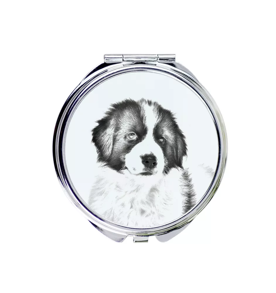 Tornjak, Bosnisch-herzegowinischer - kroatischer Schäferhund - Taschenspiegel mit Hund, personalisierter Taschenspiegel, kompakter Spiegel mit Art-Dog-Logo