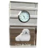 Coton de Tulear - une horloge en verre avec une photo, une photo de chien dans un cristal, une horloge de bureau personnalisée de la marque Art-Dog