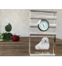 Coton de Tulear - une horloge en verre avec une photo, une photo de chien dans un cristal, une horloge de bureau personnalisée de la marque Art-Dog