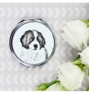 Tornjak, Bosnisch-herzegowinischer - kroatischer Schäferhund - Taschenspiegel mit Hund, personalisierter Taschenspiegel, kompakter Spiegel mit Art-Dog-Logo