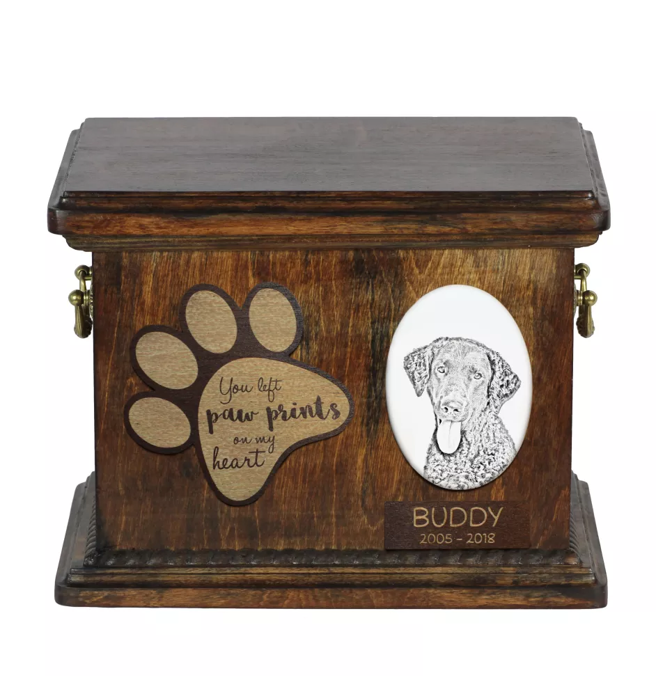 Curly Coated Retriever - urn for dog ashes, personalized urn with a photo, dog photo urn by Art-Dog