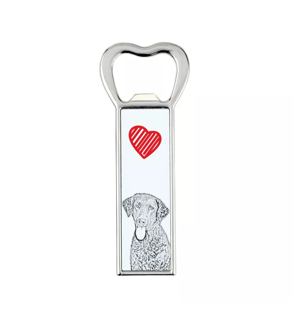 Curly Coated Retriever - bottle opener with a dog, personalized fridge opener, unique gift for a man by Art-Dog brand