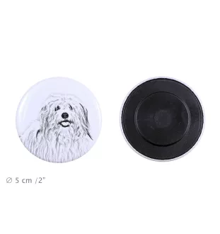 Coton de Tulear - aimant avec un œil de chien, exceptionnellement léger, aimant puissant, produit fabriqué à la main par la marque Art-Dog