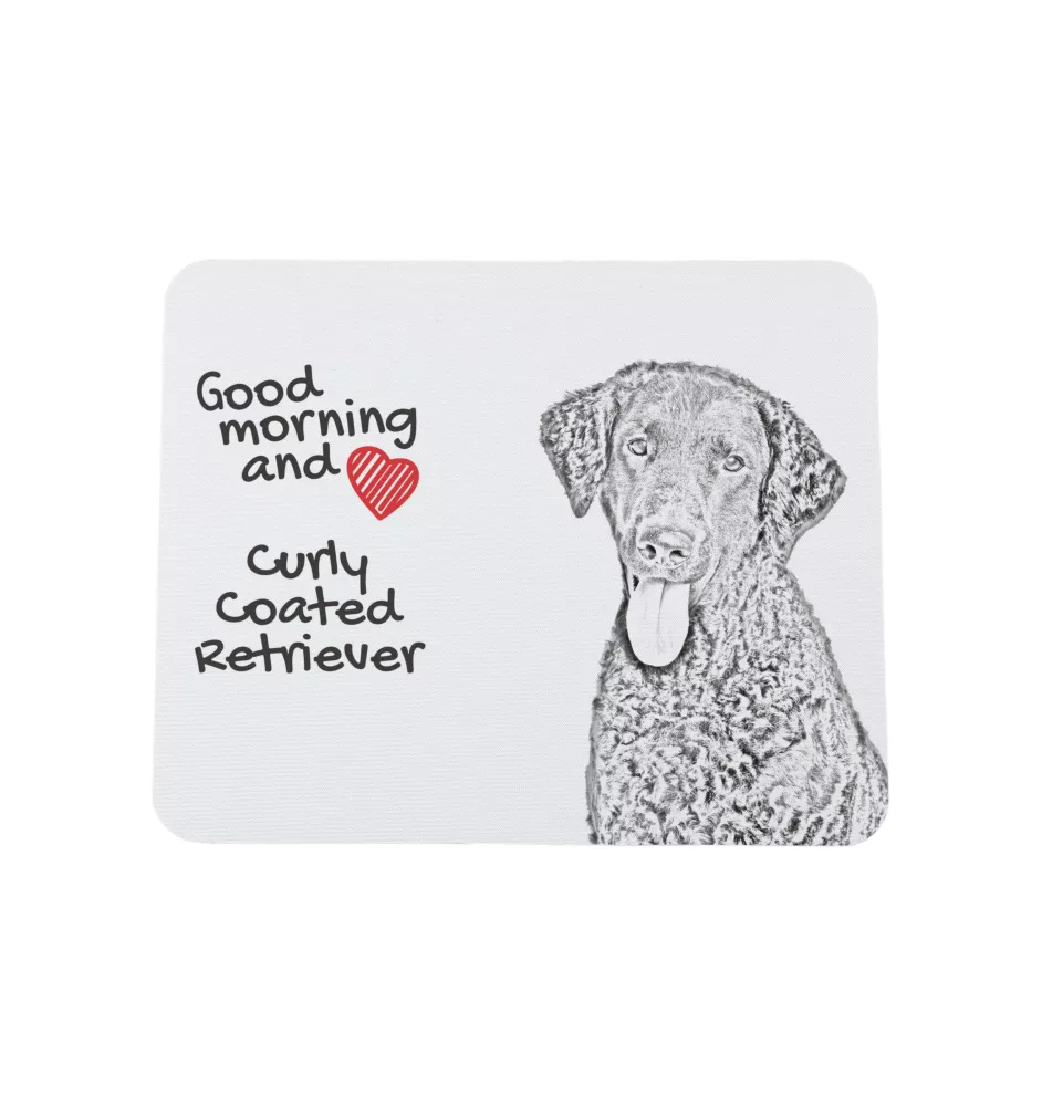 Curly Coated Retriever - mouse pad with print, personalized dog-themed mouse pad, unique gadget for an office worker by Art-Dog brand