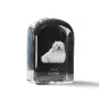 Coton de Tulear, Cotie - crystal cube with a photo, photo of a dog in crystal, cubic paperweight from Art-Dog brand
