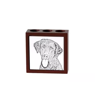 Curly Coated Retriever - pen holder with a dog, desk organizer with a print, personalized desk decoration from the Art-Dog brand.