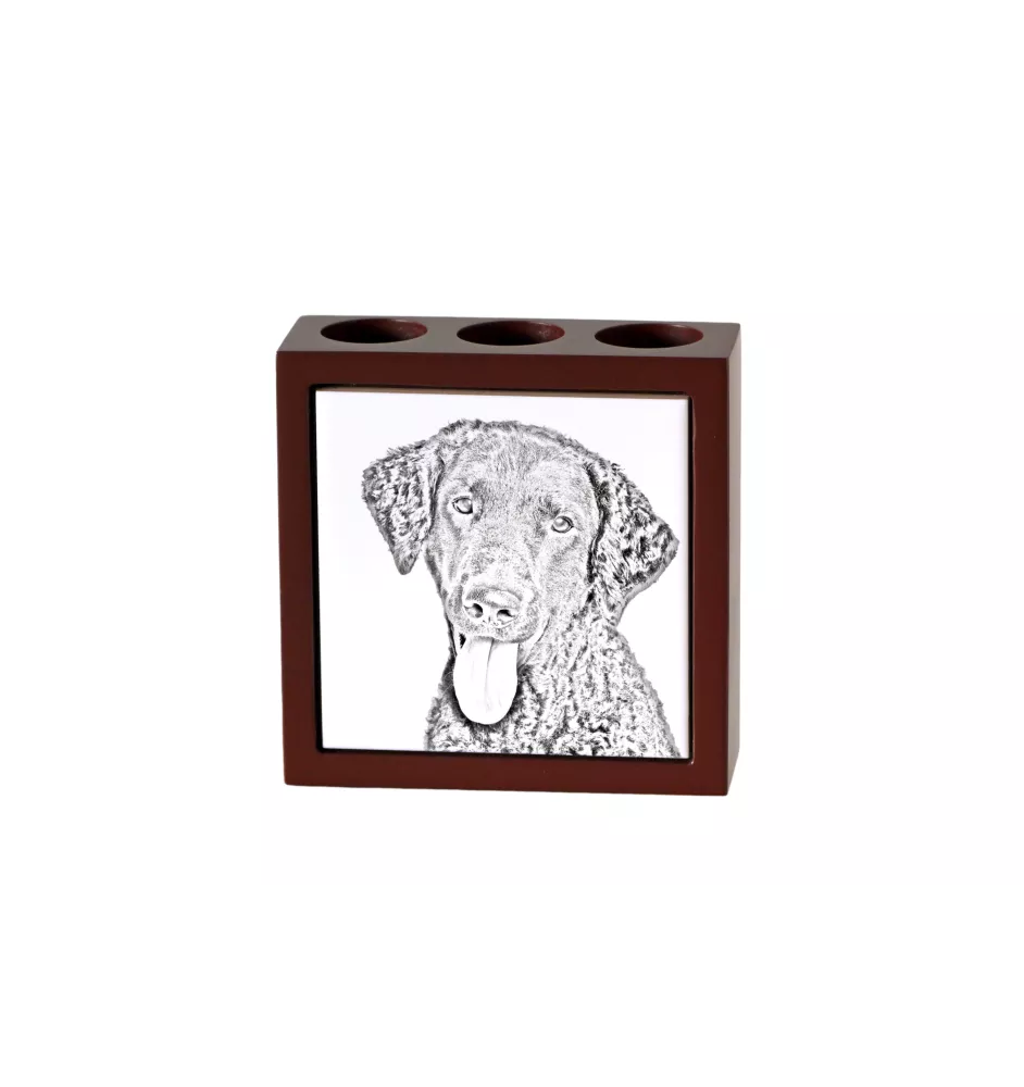 Curly Coated Retriever - pen holder with a dog, desk organizer with a print, personalized desk decoration from the Art-Dog brand.