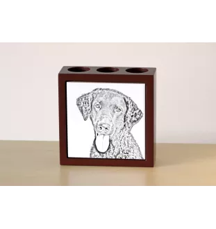 Curly Coated Retriever - pen holder with a dog, desk organizer with a print, personalized desk decoration from the Art-Dog brand.
