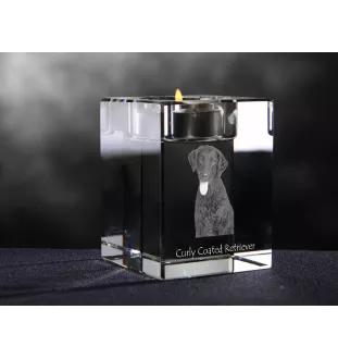 Curly Coated Retriever - Kerzenhalter mit Hundefoto, Teelichthalter aus Kristall, personalisiertes Geschenk der Marke Art-Dog