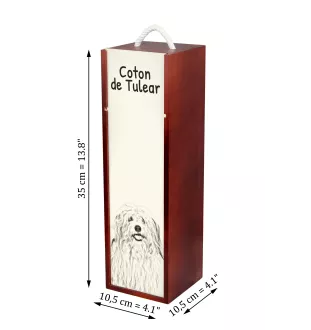 Coton de Tulear, Cotie - wine box with a dog, alcohol box with graphics, personalized gift box from the Art-Dog brand