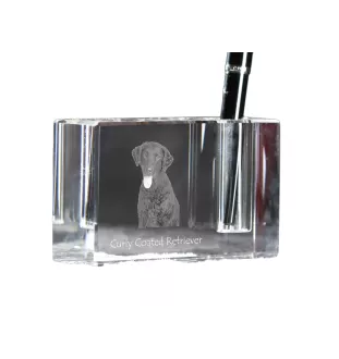 Retriever à poil bouclé, Curly Coated Retriever - Porte-stylos, organiseur en cristal avec photo de chien, décoration de bureau unique par la marque Art-Dog